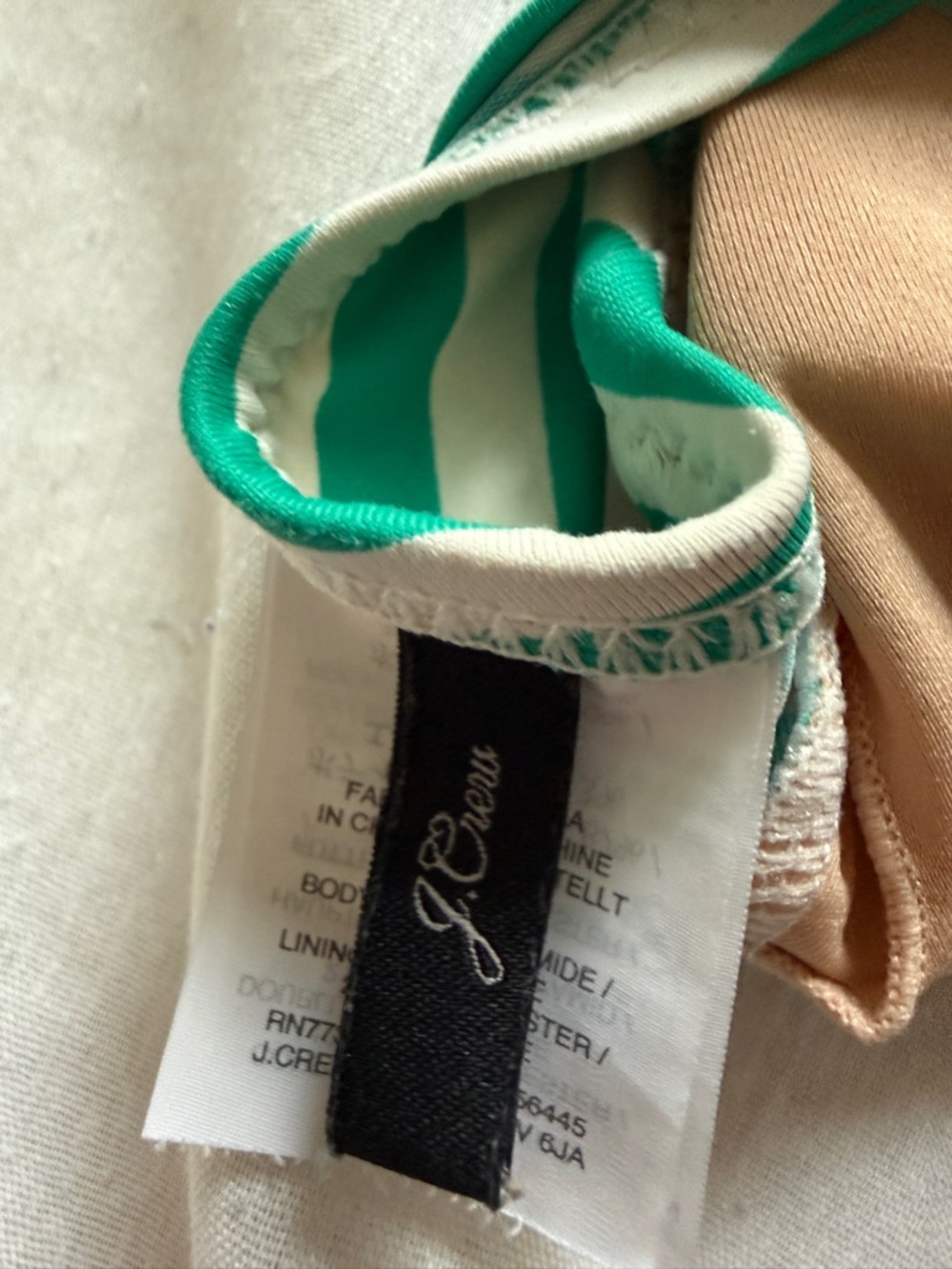 J.CREW Green White Striped Ruffle Bralette Bikini Top M Wide Strap Lined Stretch - Picture 3 of 5